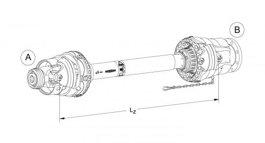 Walterscheid® PowerDrive PTO Driveshaft with wide angle joint on both sides PWZ 480 - 1113536