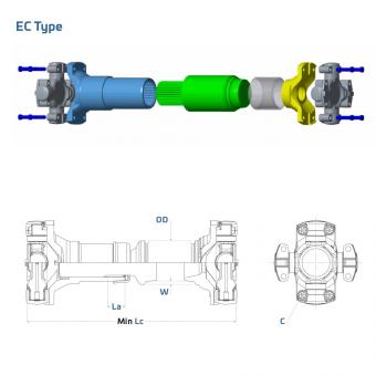 Mechanics® Conventional Driveline Kit - EC-Type - without U-Joint - Series 5C – 3085246